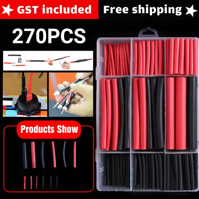 Heat Shrink Tubing Tube Assortment Wire Cable Insulation Sleeving Kit 270 pcs AU