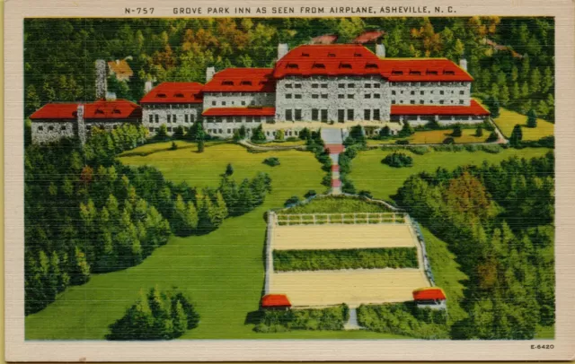 Air Aerial View Grove Park Inn Seen from Airplane Asheville NC Postcard A43