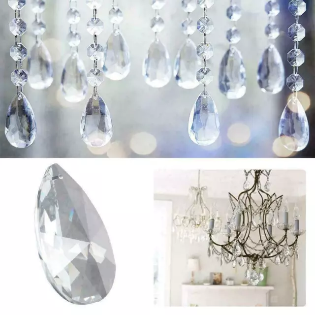 10Pcs Clear Glass Crystal Prism Tear Drop Pendant DIY Jewelry Chandelier  SALE