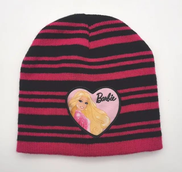 Barbie Stocking Sock Hat Beanie Cap Youth Girl's Knit Pink Black One Size
