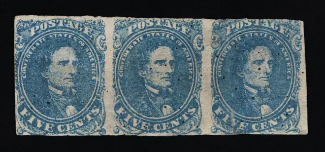 Genuine Confederate Csa Scott #4 Stone-2 Strip-3 Plated Postion 41 42 43 Mint Ng