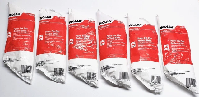 Ecolab StainBlaster **6 BAGS** Power Pak Plus Reclaim White 1.2 lb each 6100909