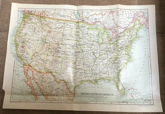 1911 ANTIQUE COLOR map - united states of america £22.99 - PicClick UK