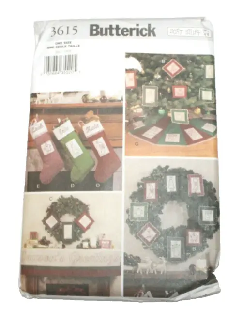 Butterick Pattern 3615 Christmas Tree Skirt Ornament Garland Stocking Sewing