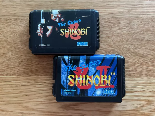 The Super Shinobi & Shinobi II Japan MegaDrive Mega Drive Carts Only! 2 Games!