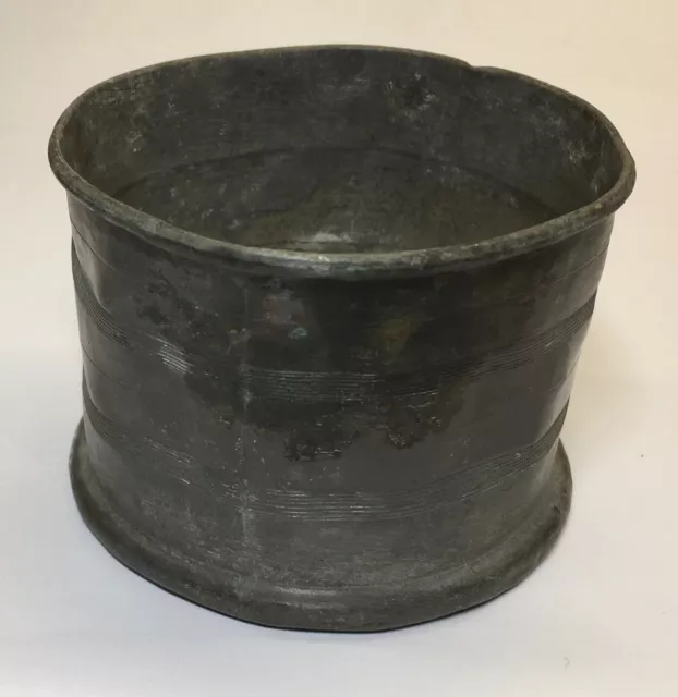 Antique Pewter Round Cup Beaker Pot