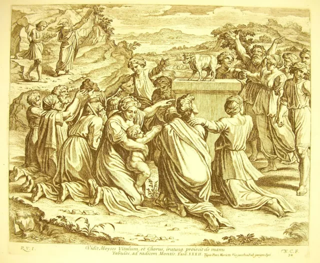 Moisés y de La Ternero D'Or Éxodo Xxxii El Biblia Nicolas Caperucita 1649 Ap