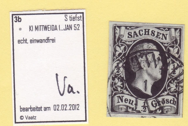 ## AD Sachsen 3 b , ORTS - Stempel MITTWEIDA , ideal , BPP - GEPRÜFT , LUXUS ##