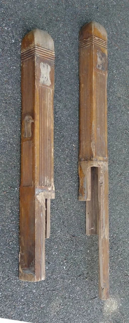 Pair Antique Ornate Hand Made Wooden Columns Newel Posts Architectural Salvage