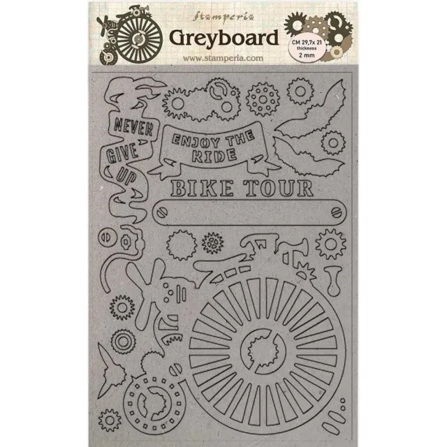 New Stamperia Greyboard A4 Cut-Outs - VOYAGES FANTASTICQUES - BICYCLE