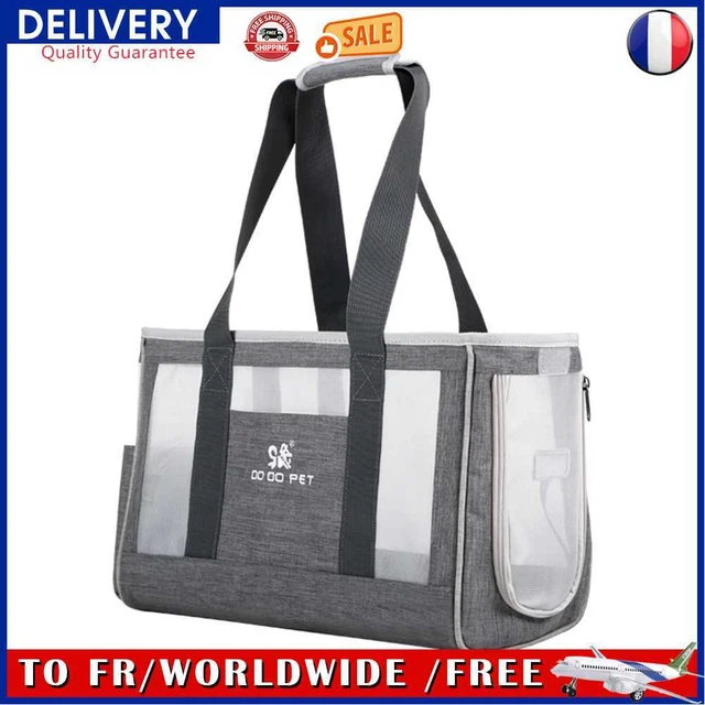 Small Pet Travel Carrying Bag Waterproof Foldable Cat Dog Carrier (Grey L)