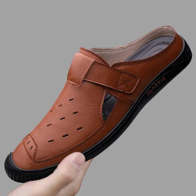 Summer Casual Shoes Man Breathable Half Loafer Sandals Slippers Comfy Flats