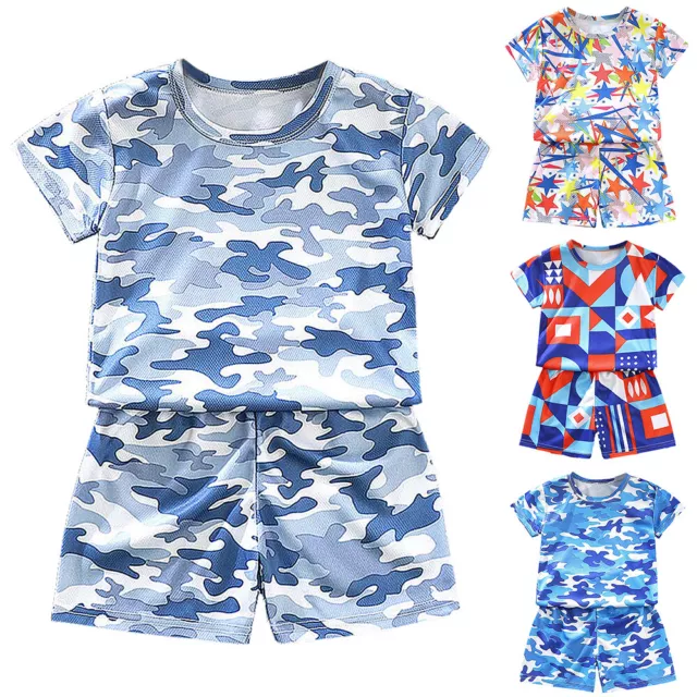 Toddler Baby Boys Girls Short Sleeve T Shirt Shorts Summer Camo Outfits Clothes