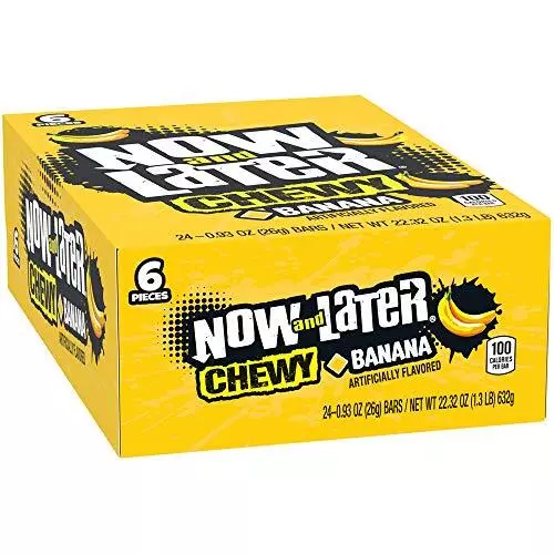 Now & Later Soft Taffy Chewy Banana Fruit Chews0.93 Ounce (Pack of 24)
