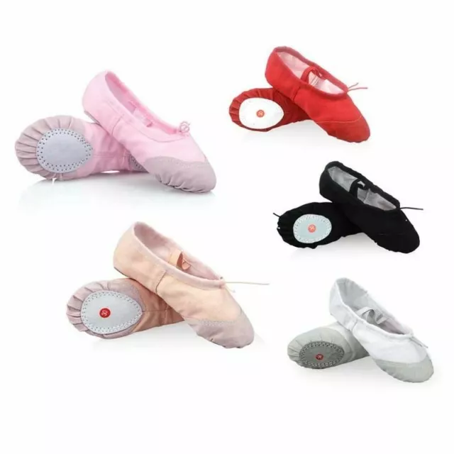 Zapatos de ballet de lona danza yoga gimnasia suela dividida tallas para adultos y niños