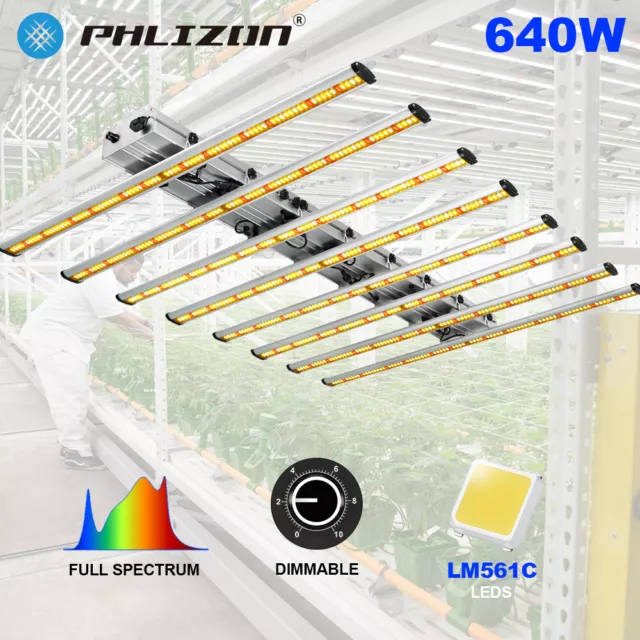 PHLIZON 640W LED Grow plant Lights Bar w SamsungLM561c Full