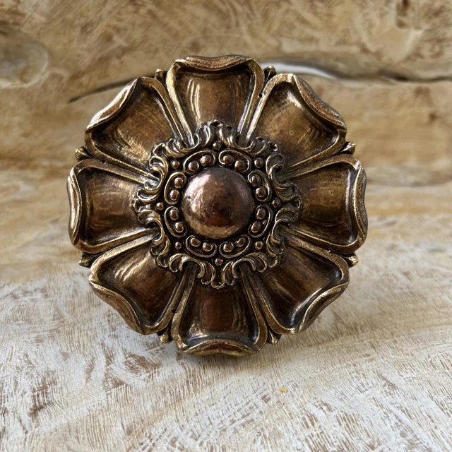 Copper Plastic Vintage Drapery Curtain Hold Tie Backs Medallion  4" Across