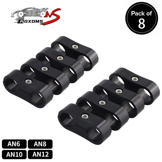 8pcs Hose Separator Fuel line Fitting Adapter 6AN 8AN 10AN 12AN Mounting Clamps