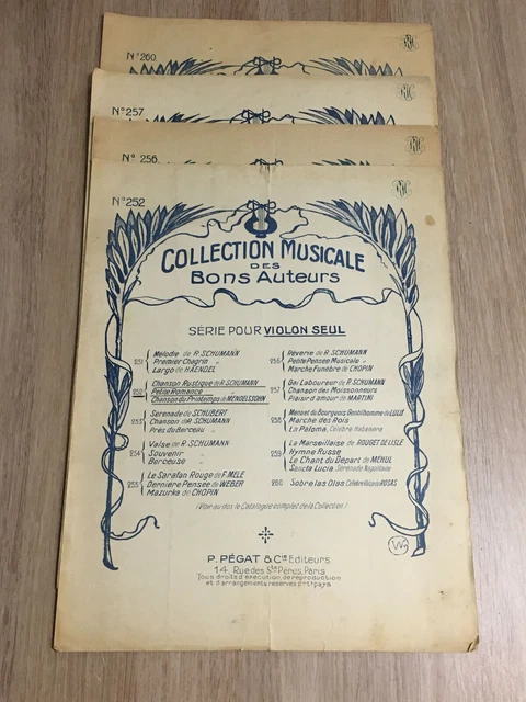 Lot 4 Anciennes Partitions de Musique - Collection de Musique des Bon Auteurs