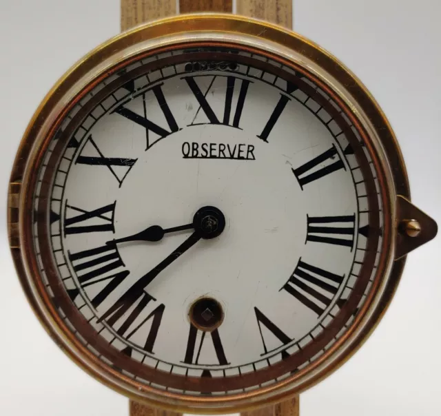 Vintage OBSERVER Ship Bulkhead Brass Clock