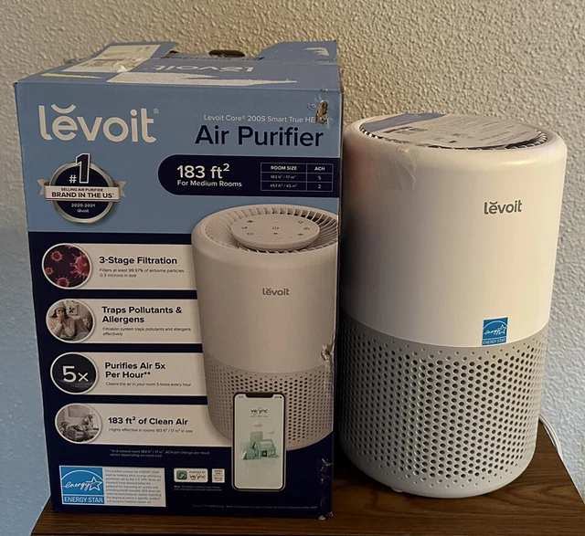 NEW OPEN BOX - Levoit Core 200S Smart True HEPA Air Purifier Gray