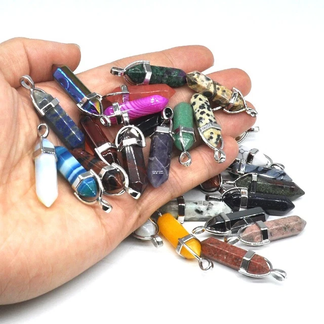 Wholesale 60pcs Assorted Stone Quartz Hexagonal Bracelet Necklace Pendant 6