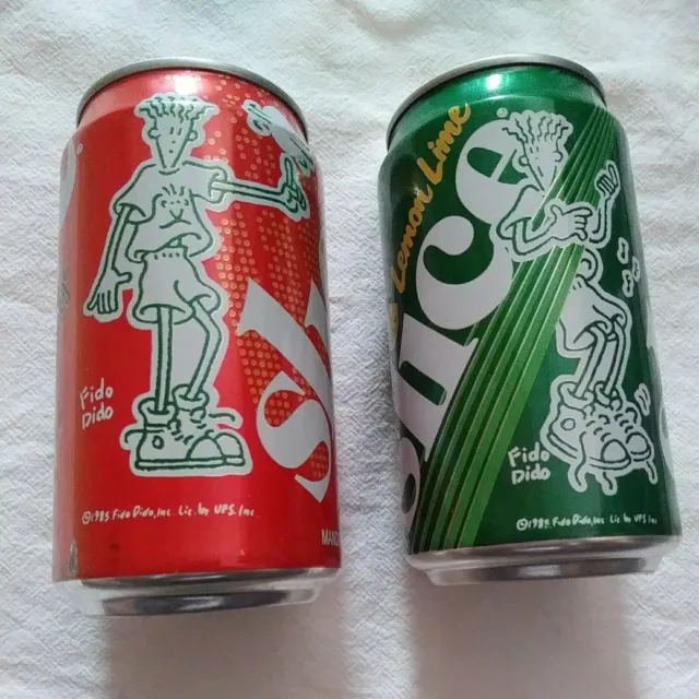 2 DIFFERENT Vintage VERY RARE Slice Soda Pop CANS LEMON LIME / ORANGE - PEPSICO
