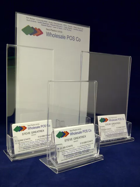 Poster Holder Menu & Business Card Perspex Acrylic Display Stand A4 A5 A6 & DL