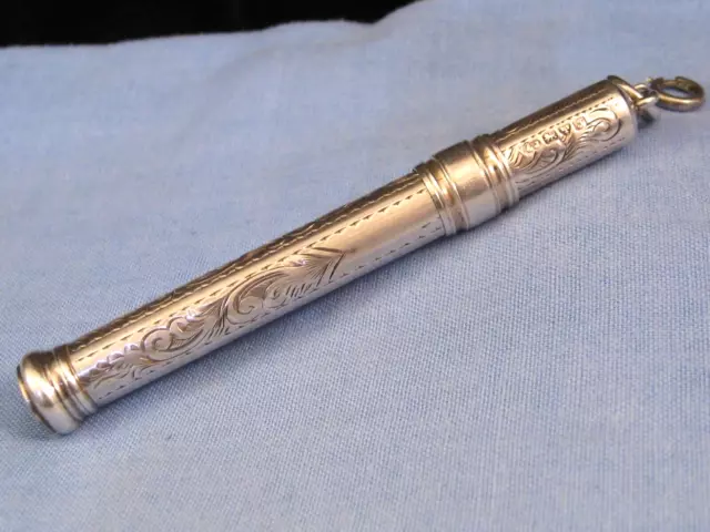 ENGLISH ART DECO ANTIQUE STERLING SILVER CEDAR PENCIL HOLDER c1909