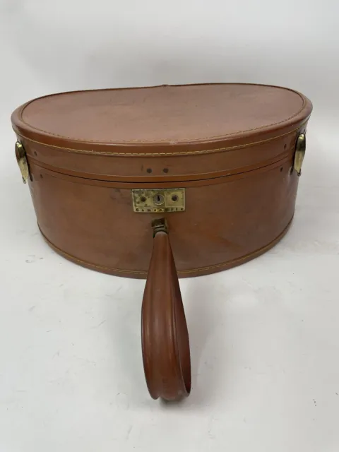 Vtg Samsonite Silhouette Round Hat Box Hard Train Case Suitcase Luggage Brown