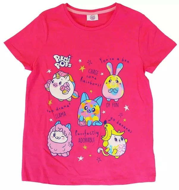 Girls Pikmi Pops Llama Bunny Unicorn Rainbows T-Shirt Cotton Top 4 to 10 Years