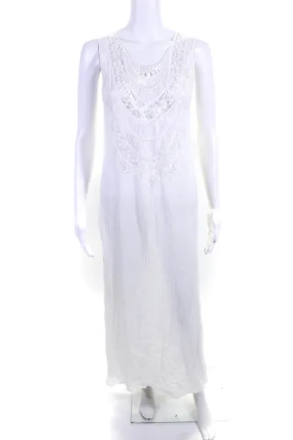 Miguelina Women's Sleeveless Embroidered Cotton Pullover Midi Dress White Size M