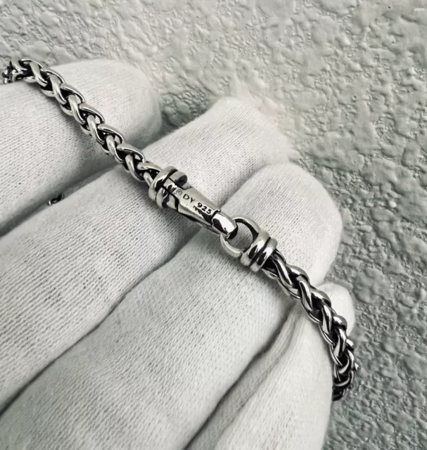 David Yurman .925 Sterling Silver Wheat Chain Men's Bracelet X Large 4mm