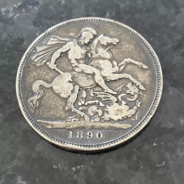 1890 Queen Victoria Jubilee Head Silver Crown Coin