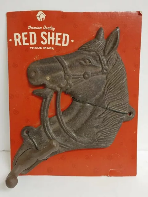 RED SHED Cast Metal Horse Head Wall Mount Robe Coat Hook 10"
