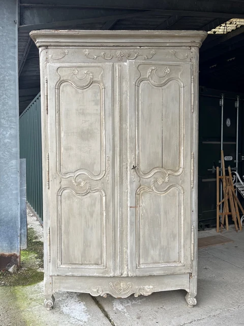 Large Beautiful Painted Antique French Armoire