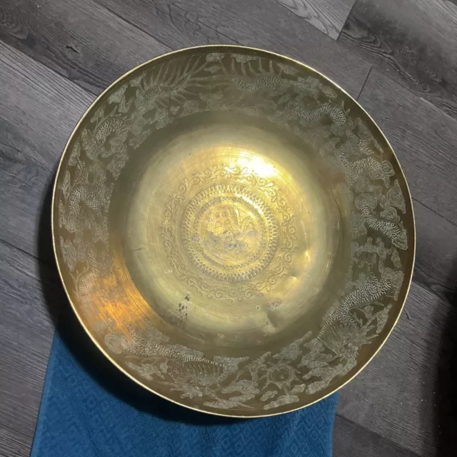 Large Antique Style Brass Bowl or Basin Chinese