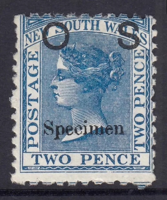 NSW 1884 scarce  SG 021c  2d Blue   P11 x P12  "OS SPECIMEN" overprint