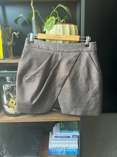 Karen Millen New Rose Gold/Bronze Short Skirt - Lined With Pockets Size 12