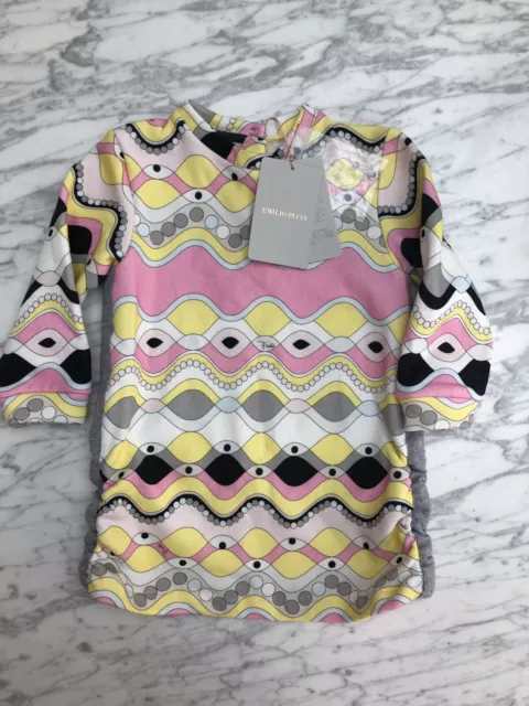 Brandneu mit Etikett Emilio Pucci Kleid UVP £ 300 Designer Mädchen Kinder Kleid Top ALTER 24 MONATE