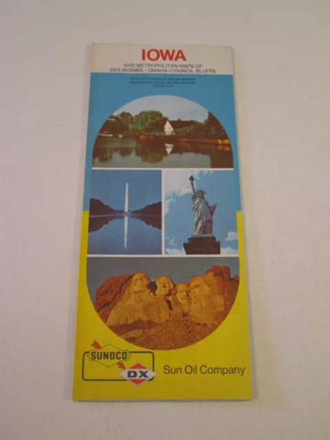 Vintage 1973 Sunoco DX Iowa - Oil Gas Service Station Travel Road Map