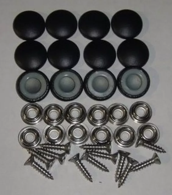 25 Dura Snap Upholstery Buttons High Gloss Black Vinyl Choice Of Size And  Screws