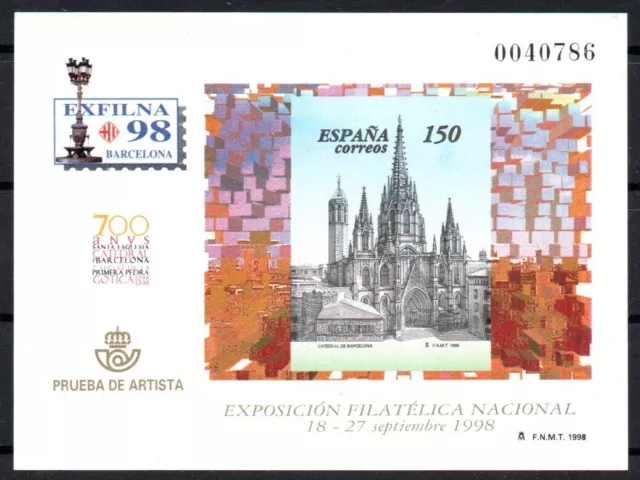 PRUEBA LUJO Nº 66 EXFILNA 1998 Catedral de Barcelona ** Nueva