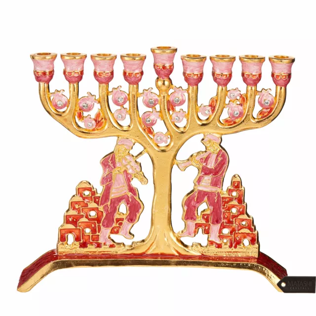 Matashi Dancing Men with Jerusalem Cityscape Design Candelabra Ornament For Gift