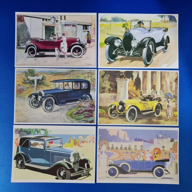 Conjunto De 6 Automovilismo Arte Tarjeta Postal, The Open Road c1920s Art Déco S