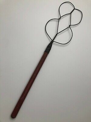 Antique Early 1900's Primitive Lg.Twisted Wire Rug Beater w/Long Wooden Handle