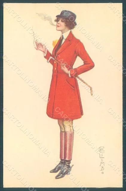 Artist Signed Colombo E. Lady Sidesaddle Fashion serie 974-5 postcard HR2636