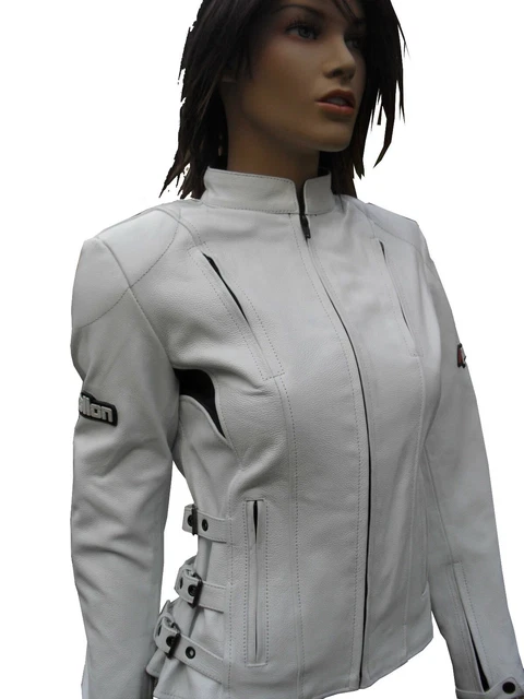 Blouson Motard Femme En Cuir D'agneau Véritable Blanc - Marque Zayn Leather - Fait Main - Toutes Saisons