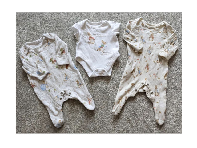 Peter Rabbit Unisex Gender Neutral Tiny Baby Early Baby Clothes Bundle Adorable