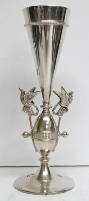 Fabulous 1870'S Aesthetic Era American Sterling Silver Bird Bud Vase